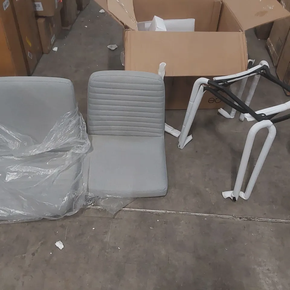 BOXED PAIR OR DESIGNER FABRIC DINING CHAIRS - GREY