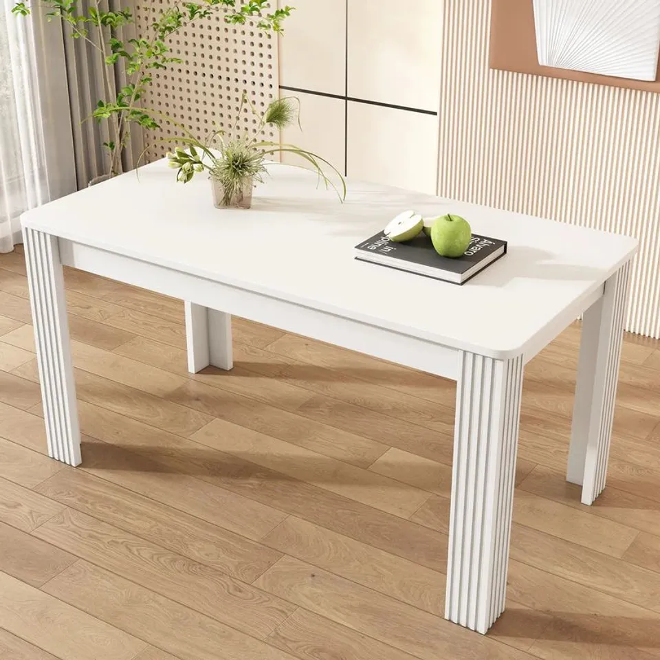 BOXED MODERN, RECTANGULAR, 4-SEATER DINING TABLE - WHITE (1 BOX)