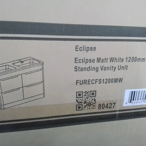 BOXED ECLIPSE MATT WHITE 1200MM FLOOR STANDING VANITY UNIT