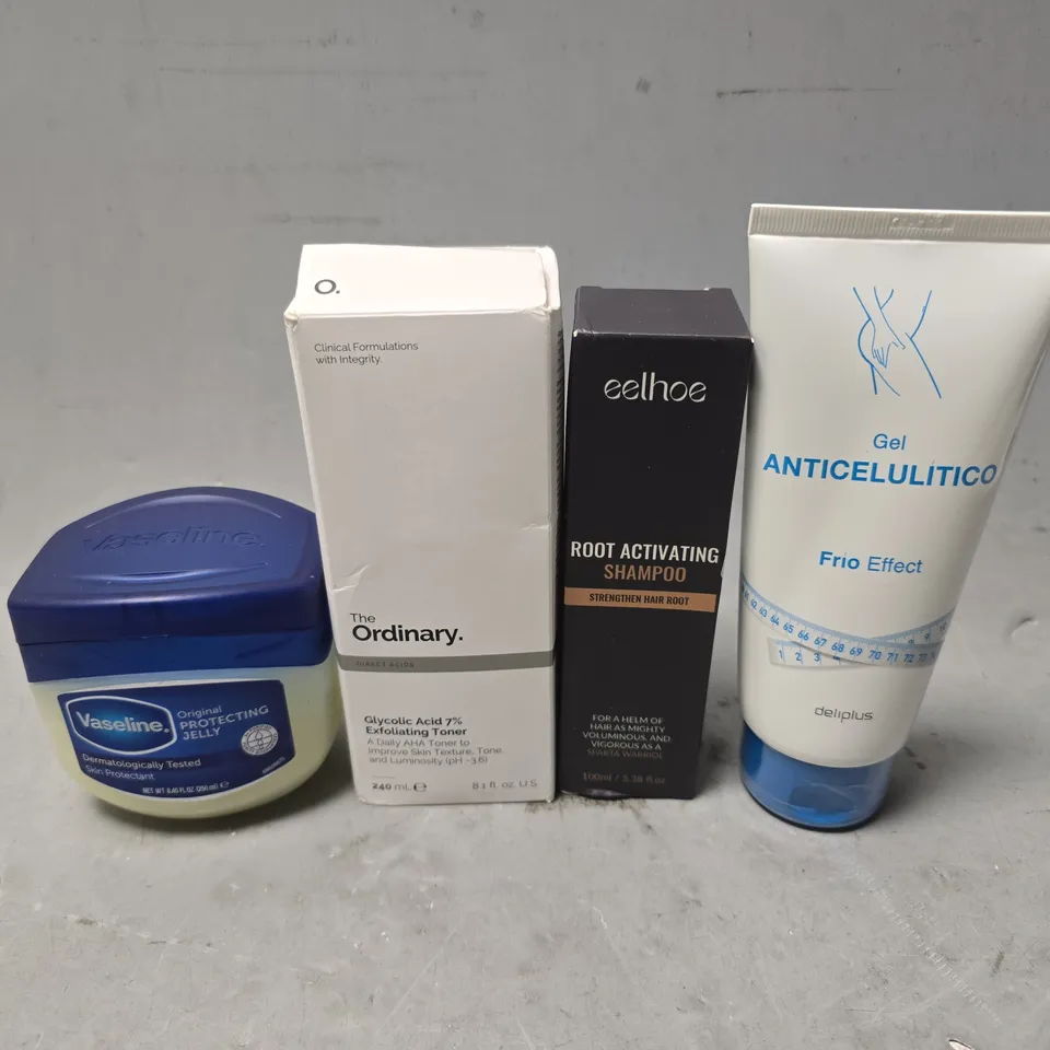 APPROXIMATELY 15 ASSORTED HEALTH & BEAUTY ITEMS TO INCLUDE - VASELINE , ROOT ACTIVATING SHAMPOO , GEL ANTICELULITICO FRIO EFFECT ETC