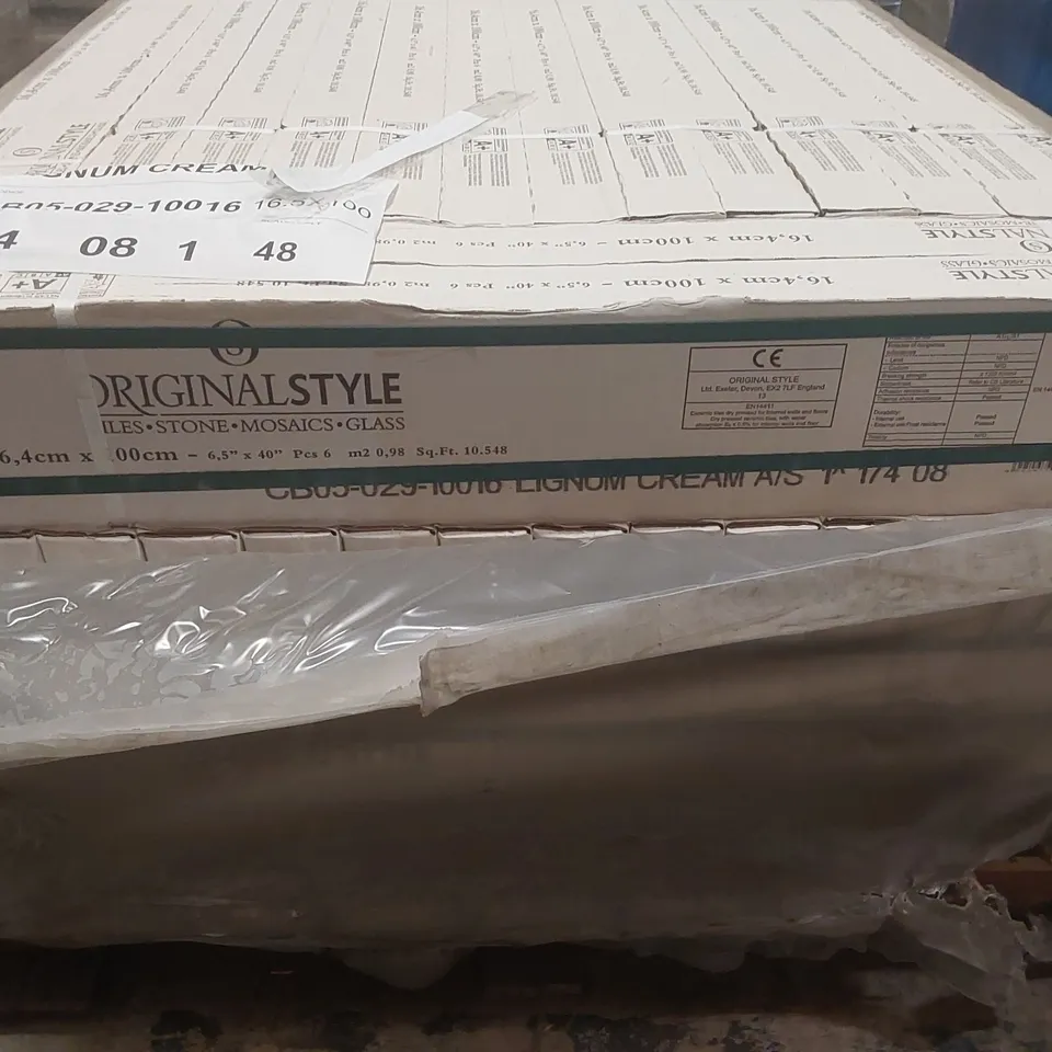 PALLET CONTAINING APPROXIMATELY 42x 6pcs LIGNUM CREAM SLIP RESISTANT 16.4 x 100CM TILES