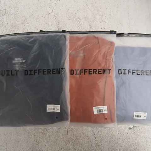 SET OF APPROXIMATELY 10 ASSORTED BUILT DIFFERENT T-SHIRTS/SHIRTS IN VARIOUS COLOURS AND SIZES