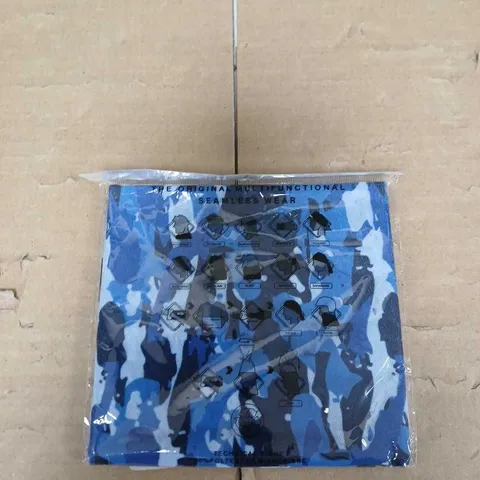 BOX OF APPROXIMATELY 90 THE ORIGINAL MULTIFUNCTIONAL SEAMLESS WEAR - BLUE CAMO