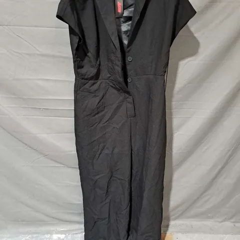 MISSPAP LINEN LOOK WIDE LEG JUMPSUIT IN BLACK SIZE 16