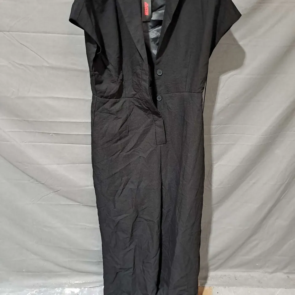 MISSPAP LINEN LOOK WIDE LEG JUMPSUIT IN BLACK SIZE 16