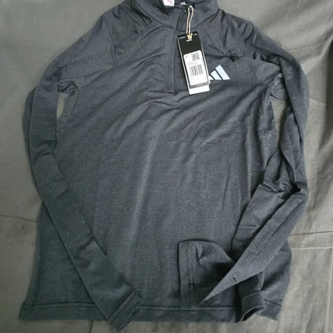 ADIDAS QUARTER ZIP LONG SLEEVE TOP IN GREY - UK 11/12Y