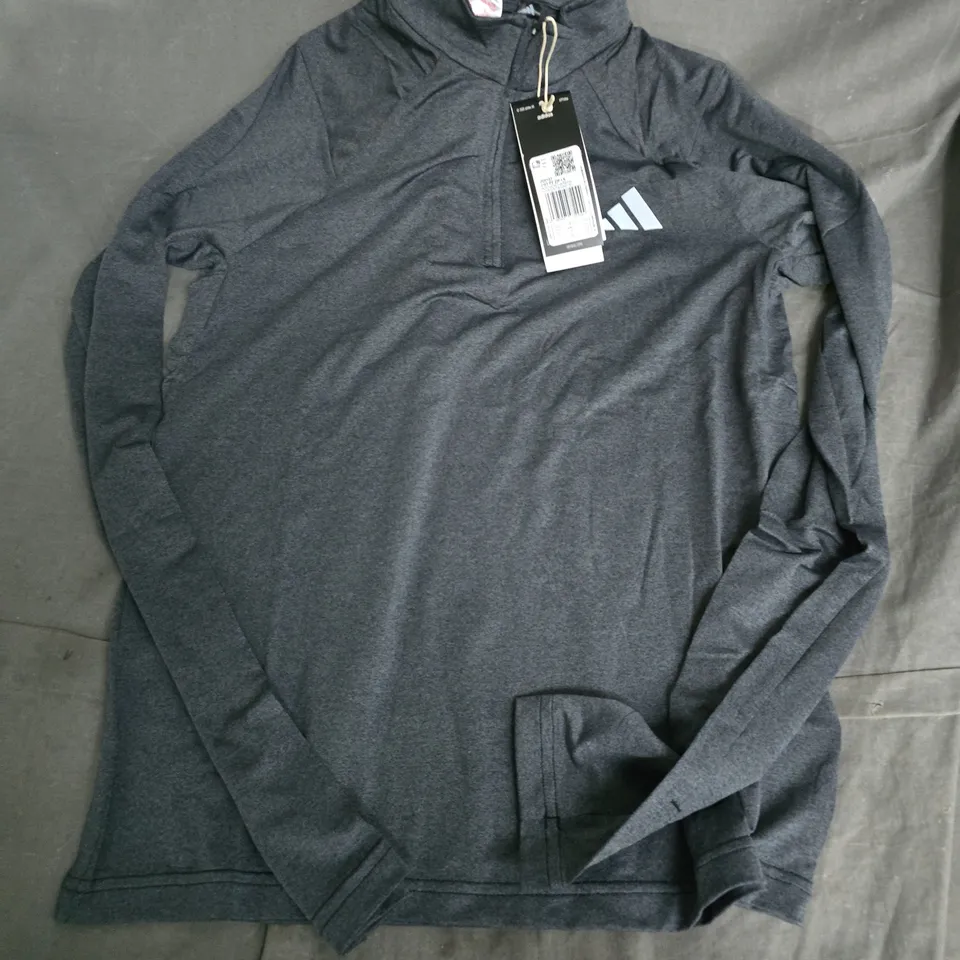 ADIDAS QUARTER ZIP LONG SLEEVE TOP IN GREY - UK 11/12Y