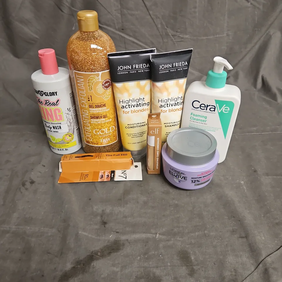 APPROXIMATELY 20 ASSORTED HEALTH & BEAUTY PRODUCTS TO INCLUDE - N07 THE FULL 360 MASCARA - L'OREAL ELVIVE MOISTURE MASK - CERAVE FOAMING CLEANSER - ETC