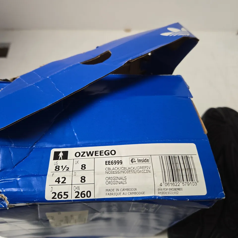 ADIDAS OZWEEGO SNEAKERS – BLACK, UK 8 (US 8.5)