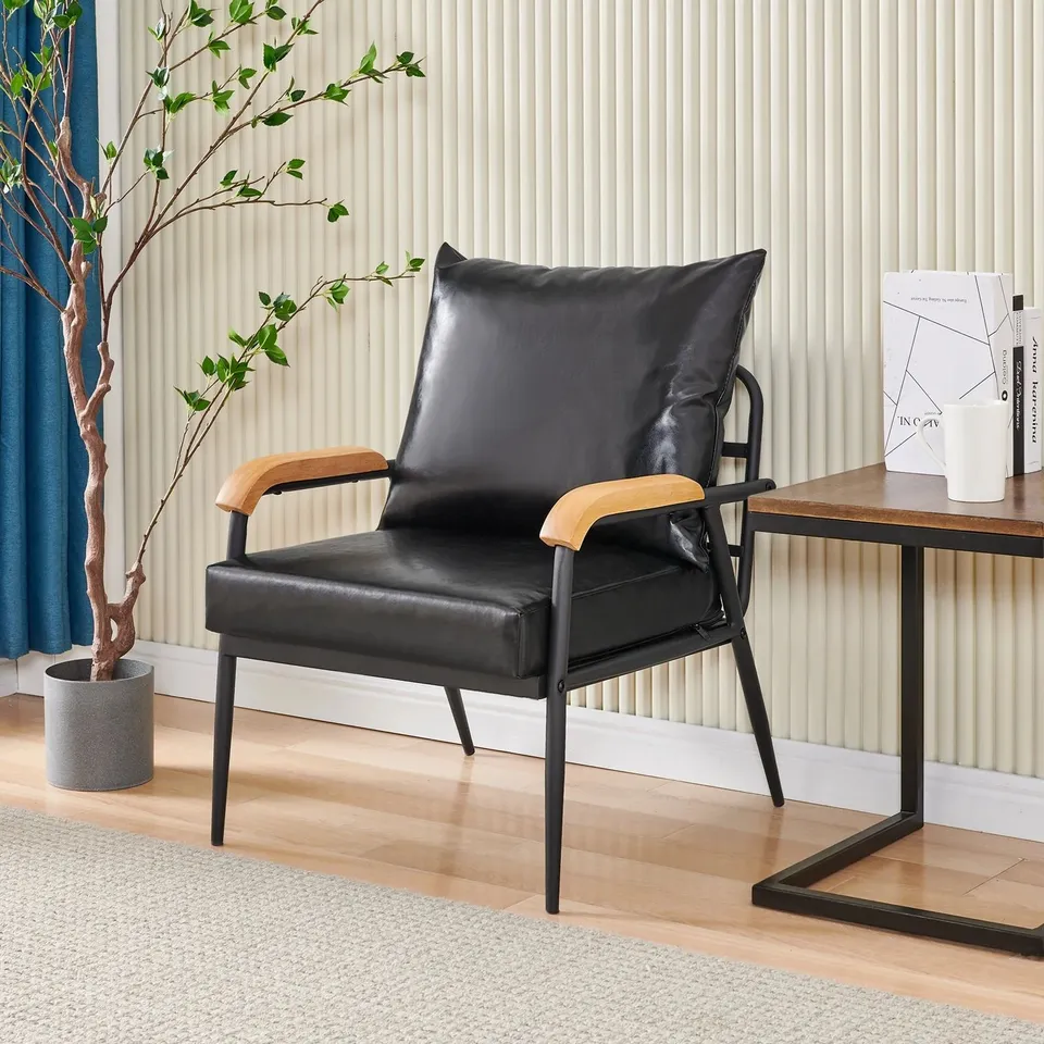 BOXED BLACK FAUX LEATHER CHAIR (1 BOX)