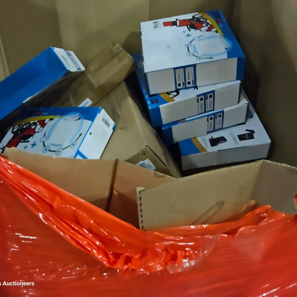 PALLET OF ASSORTED ITEMS TO INCLUDE, QUANTITY OF WHEELCHAIR CUSHION SETS, QUANTITY AIM LINE GOLF PUTTING MIRRORS, PORTABLE WASHING MACHINE, PORTABL/E TOILET