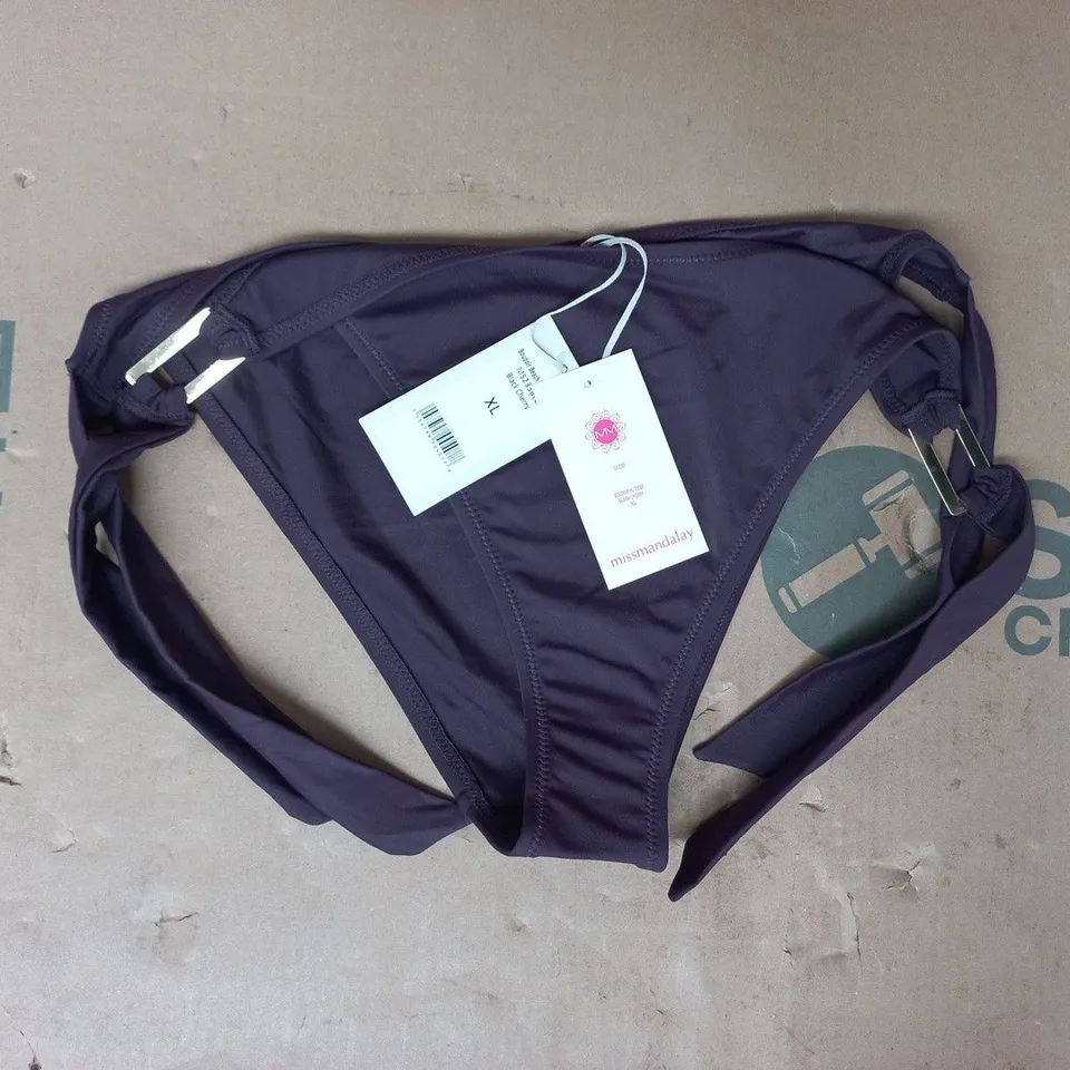 BRAVISSIMO BOUDOIR BEACH TIE SIDE BRIEF IN BLACK CHERRY SIZE XL