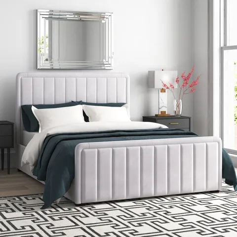 BOXED ALTGELD UPHOLSTERED OTTOMAN BED -3 BOXES- -CREAM- -SINGLE-