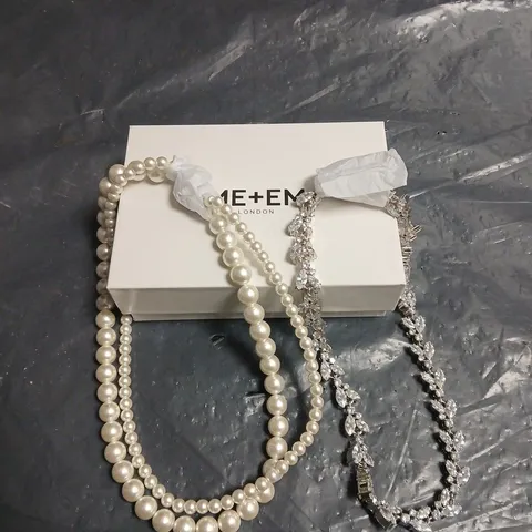 ME+EM PEARL & DIAMANTE NECKLACE DUO 