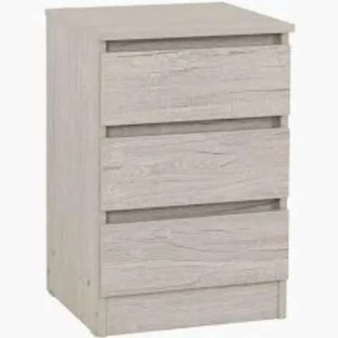 BOXED MALVERN SONOMA OAK EFFECT 3 DRAWER BEDSIDE