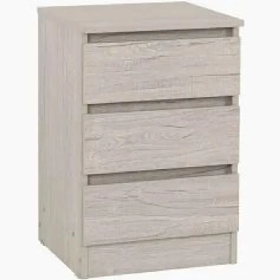 BOXED MALVERN SONOMA OAK EFFECT 3 DRAWER BEDSIDE