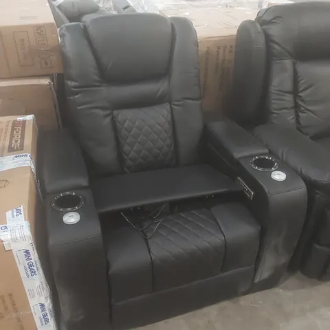 DESIGNER FAUX LEATHER UPHOLSTERED ELECTRIC RECLINER CHAIR - BLACK