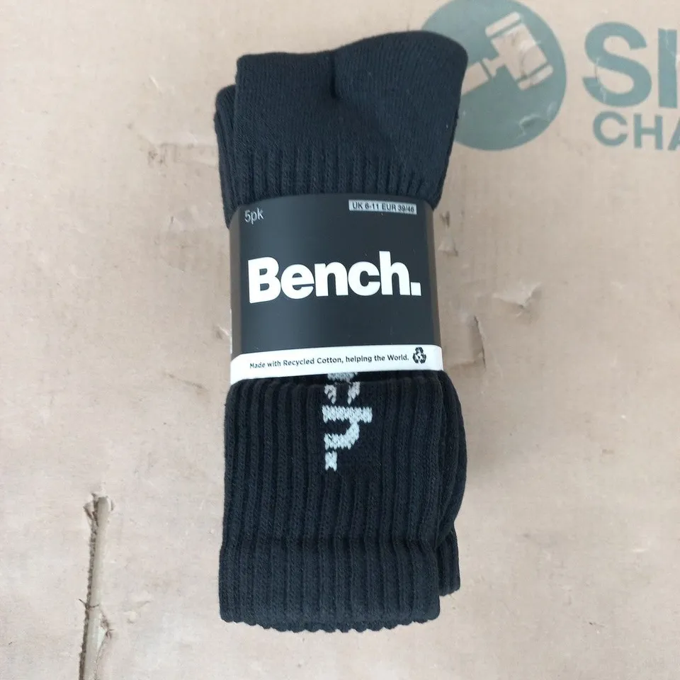 BENCH 5-PACK SOCKS IN BLACK SIZE 6-11