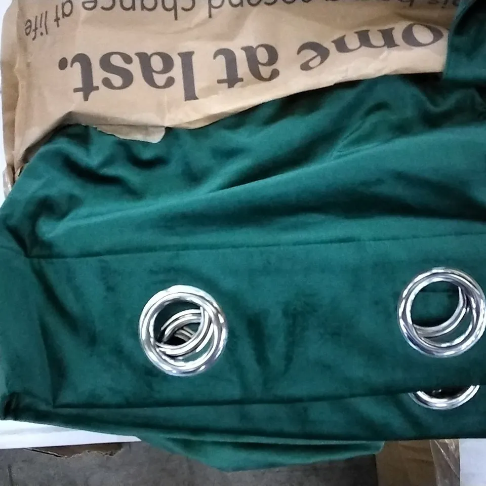 BAGGED STOCKHOLM VELVET EYELET SHEER CURTAINS GREEN