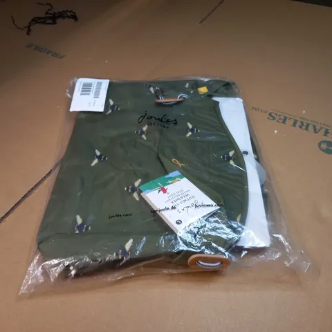 JOULES KHAKI/BEE PRINT WATER RESISTANT DOG COAT - LARGE