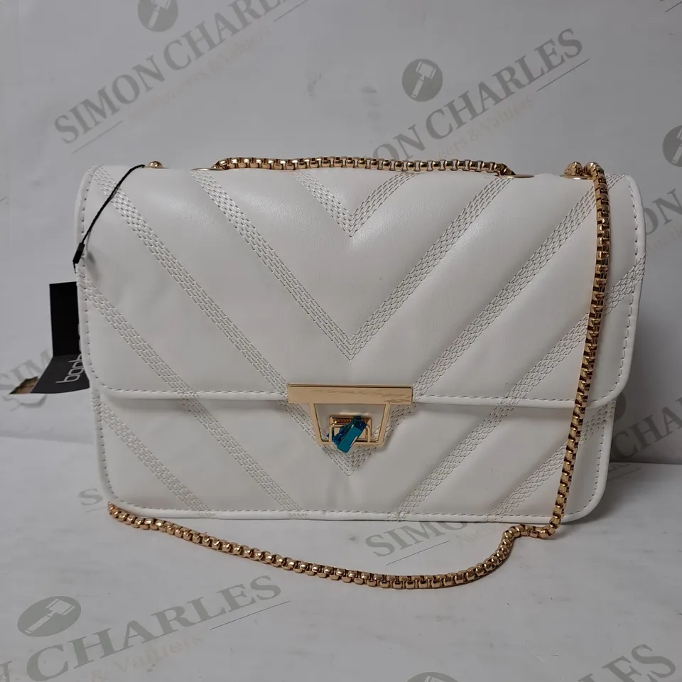 BOOHOO QUILTED FAUX LEATHER CROSSBODY BAG 