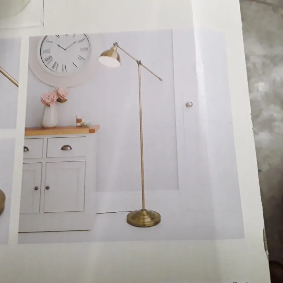 BOXED LEVER ARM READING FLOOR LAMP