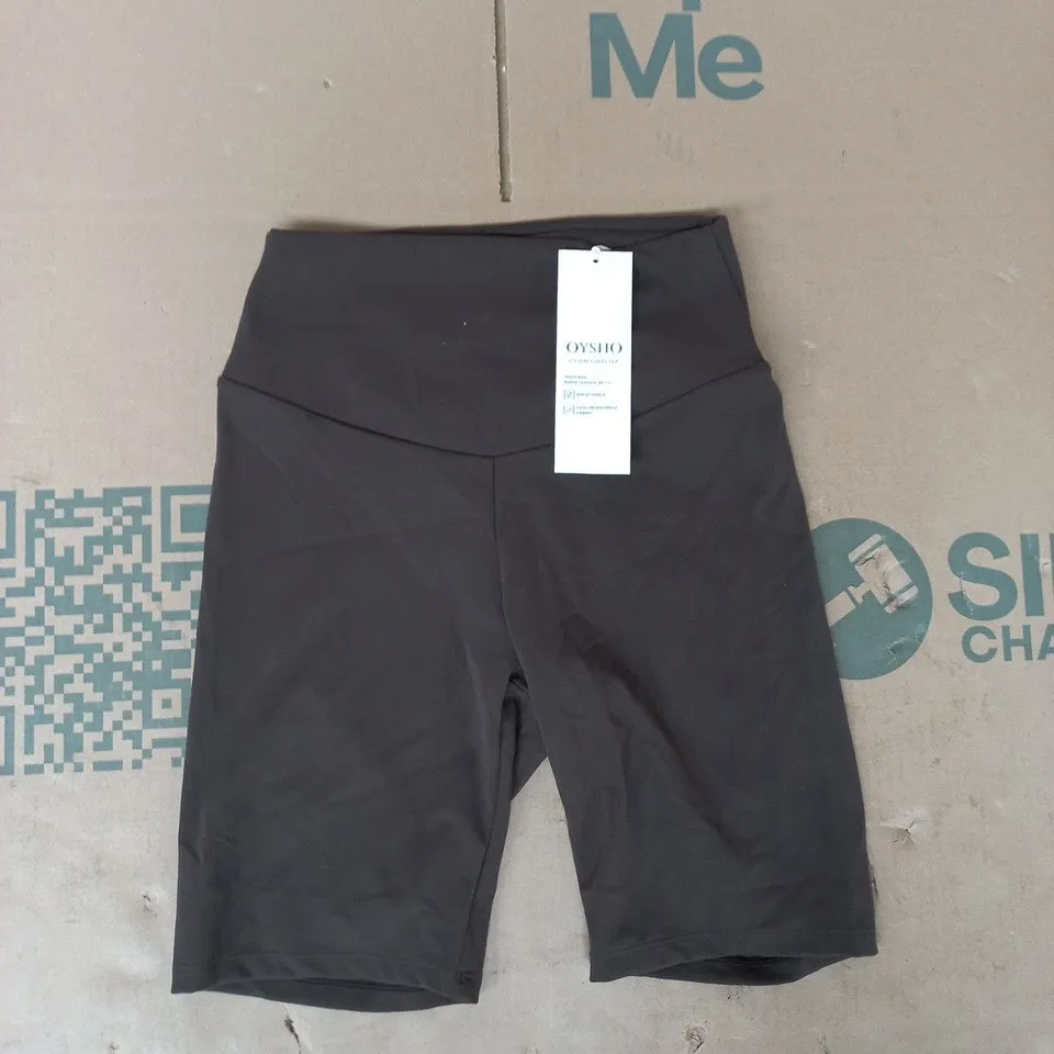 OYSHO HIGH RISE BIKER LENGTH SHORTS IN BROWN SIZE SMALL