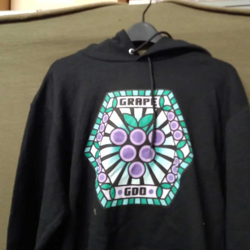 CHAMPION GRAPE GOD LONG SLEEVE HOODIE IN BLACK - LARGE