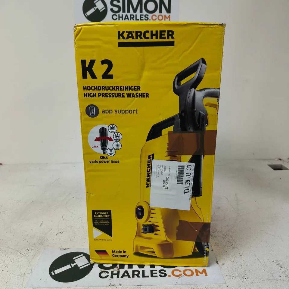 KÄRCHER K2 HIGH PRESSURE WASHER – BOXED