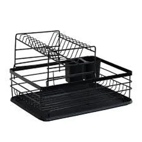 2 TIER MULTIFUNCTION DISH DRAINER DRYING RACK WITH CUTLERY HOLDER