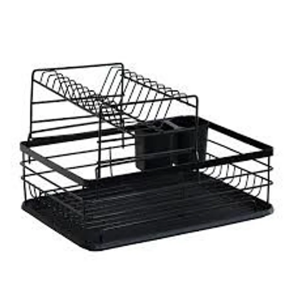 2 TIER MULTIFUNCTION DISH DRAINER DRYING RACK WITH CUTLERY HOLDER