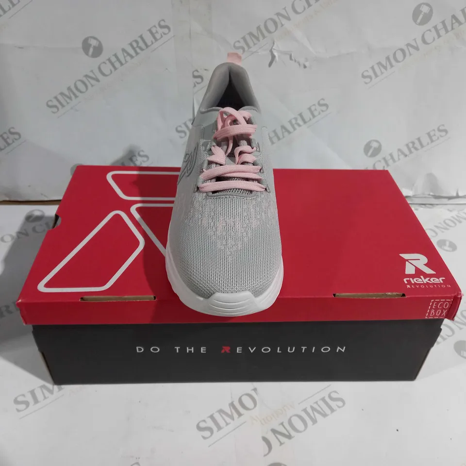 BOXED PAIR OF RIEKER REVOLUTION SOFT SHOES GREY UK SIZE 6