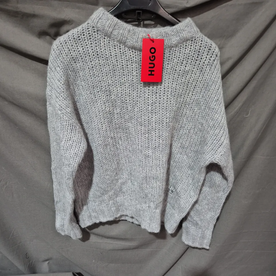 HUGO KNITTED JUMPER – GREY – UK 8 (S)