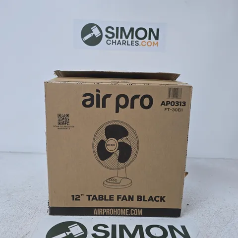 BOXED AIR PRO 12" TABLE FAN – BLACK