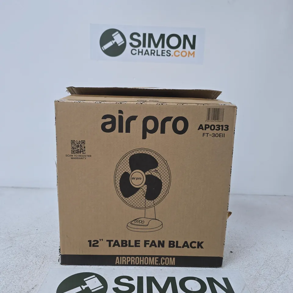 BOXED AIR PRO 12" TABLE FAN – BLACK