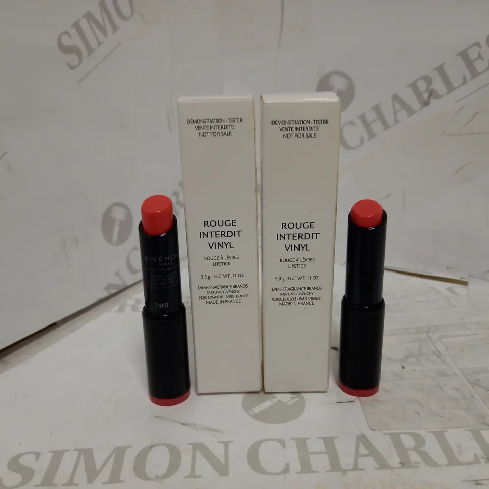 LOT OF 2 GIVENCHY ROUGE INTERDIT CORAIL REDOUTABLE LIPSTICKS