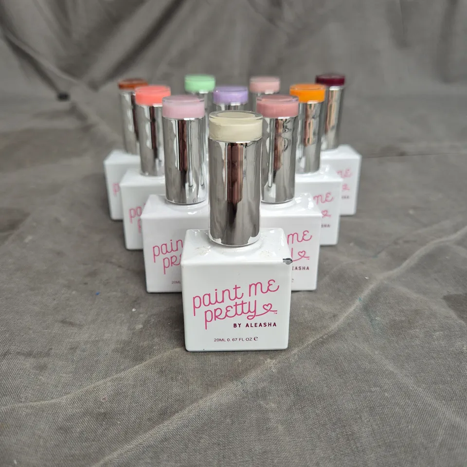 LOT OF 10 PAINT ME PRETTY BY ALEASHA GEL NAIL VARNISH - ASSORTED COLOURS - 20ML