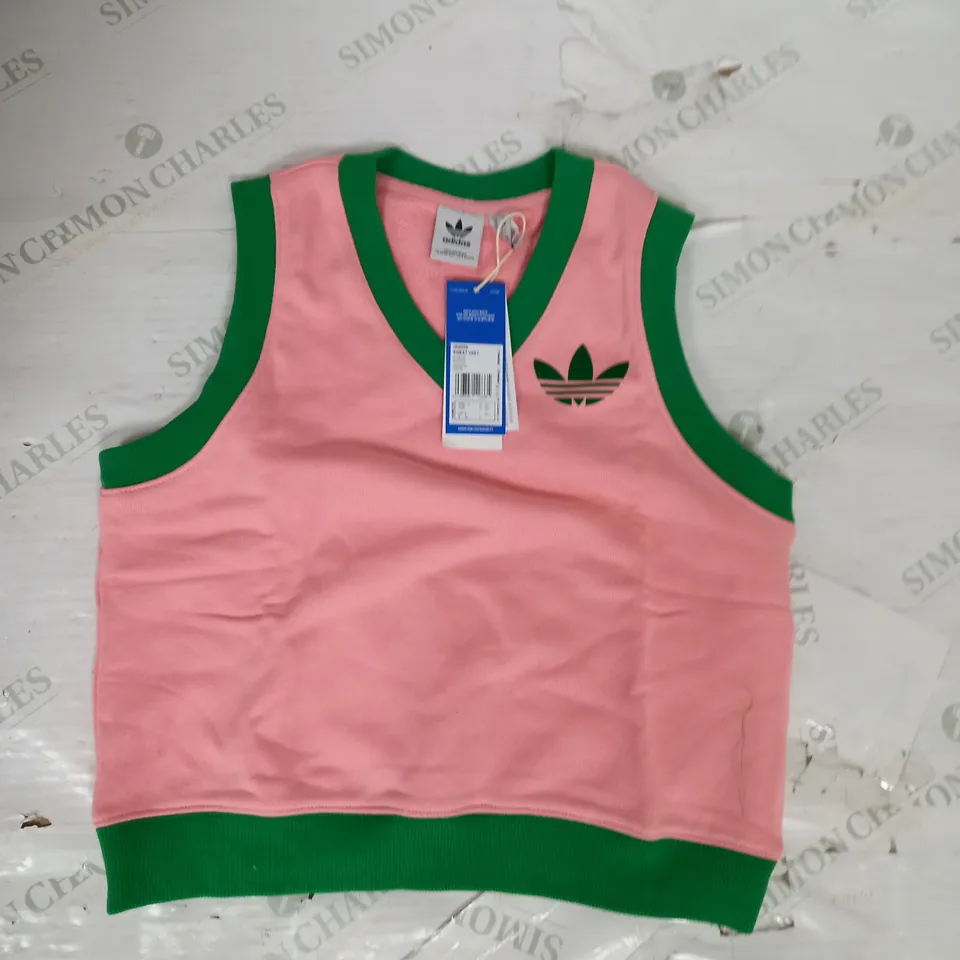 ADIDAS SWEAT VEST IN PINK AND GREEN SIZE 8