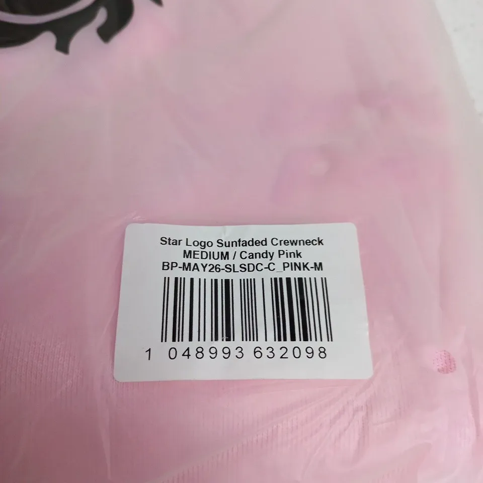 BROKEN PLANET STAR LOGO SUNFADED CREWNECK SWEATSHIRT – CANDY PINK, MEDIUM