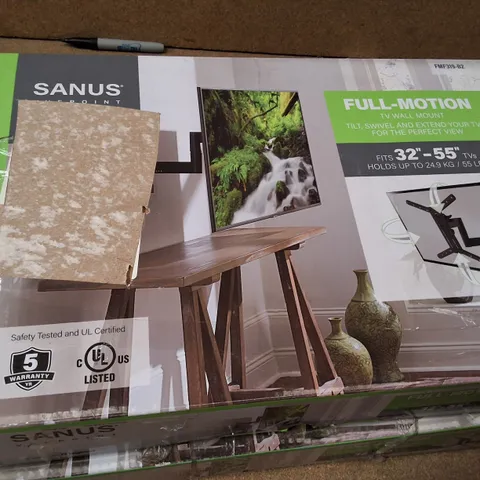 SANUS FULL-MOTION TV WALL MOUNT FOR 32–55 INCH TVS – BOXED FMF319-B2