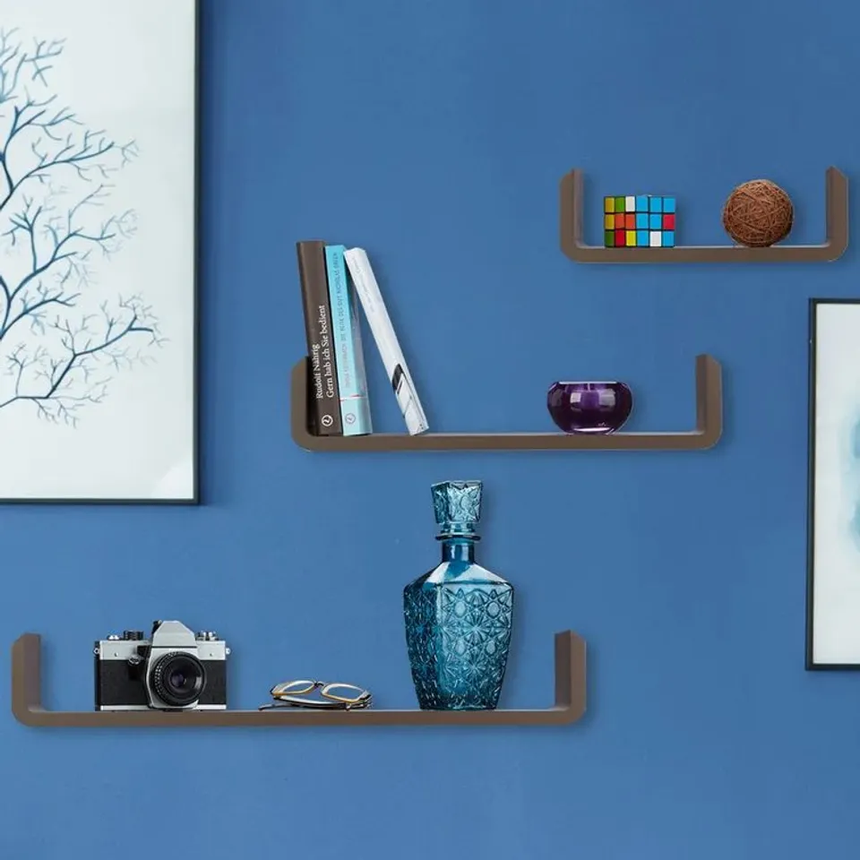 BOXED MILANA 3 PIECE FLOATING SHELF SET BROWN