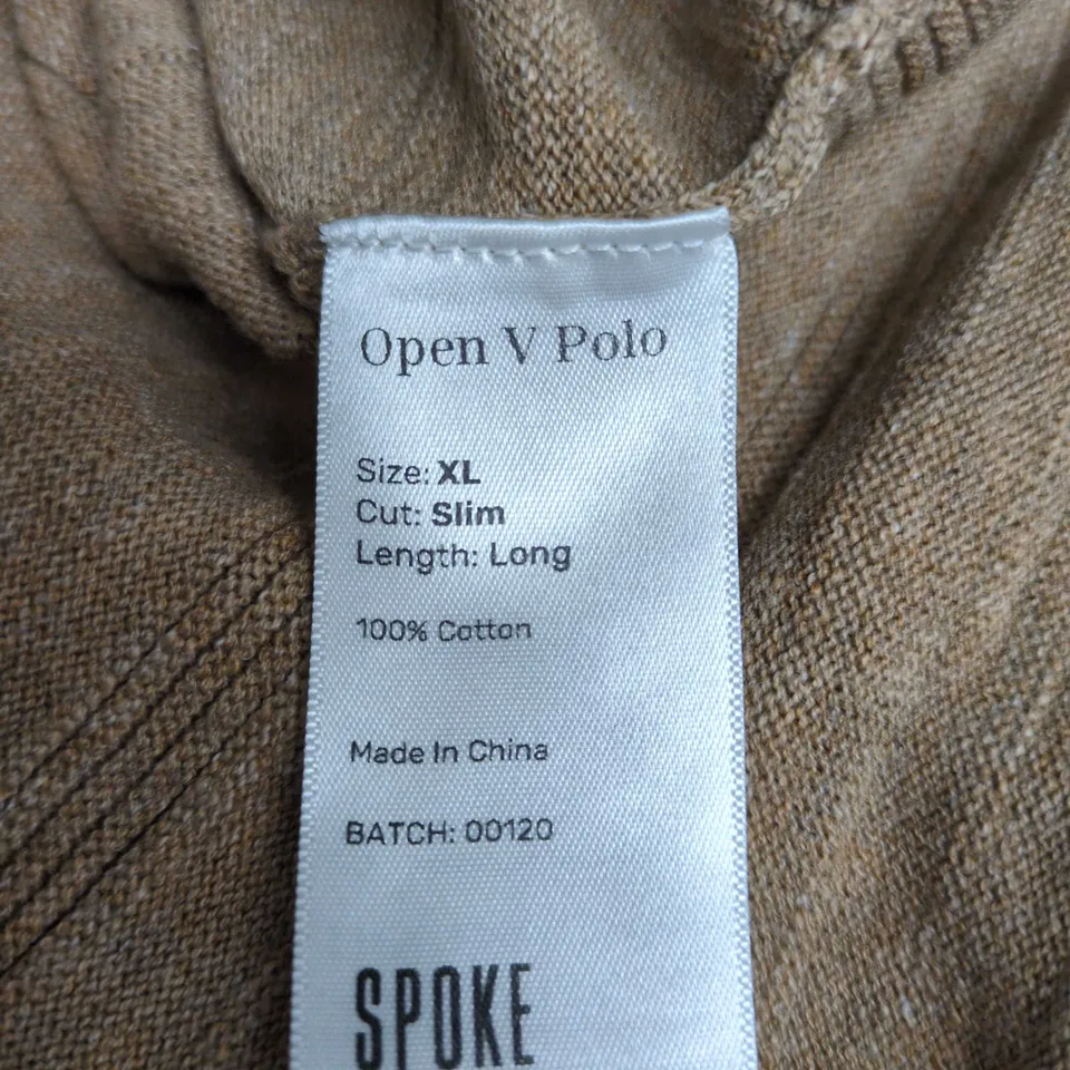 SPOKE OPEN Y POLO – 100% COTTON KNIT POLO SHIRT, SIZE XL, SLIM CUT