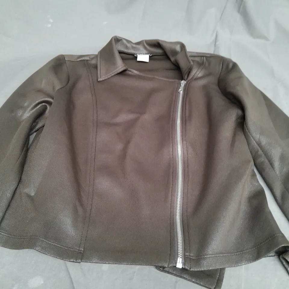 KIM&CO KHAKI GREEN ZIP UP JACKET - SMALL