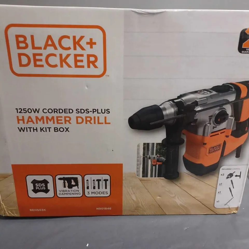 BLACK & DECKER 1250W CORDED SDS-PLUS HAMMER DRILL