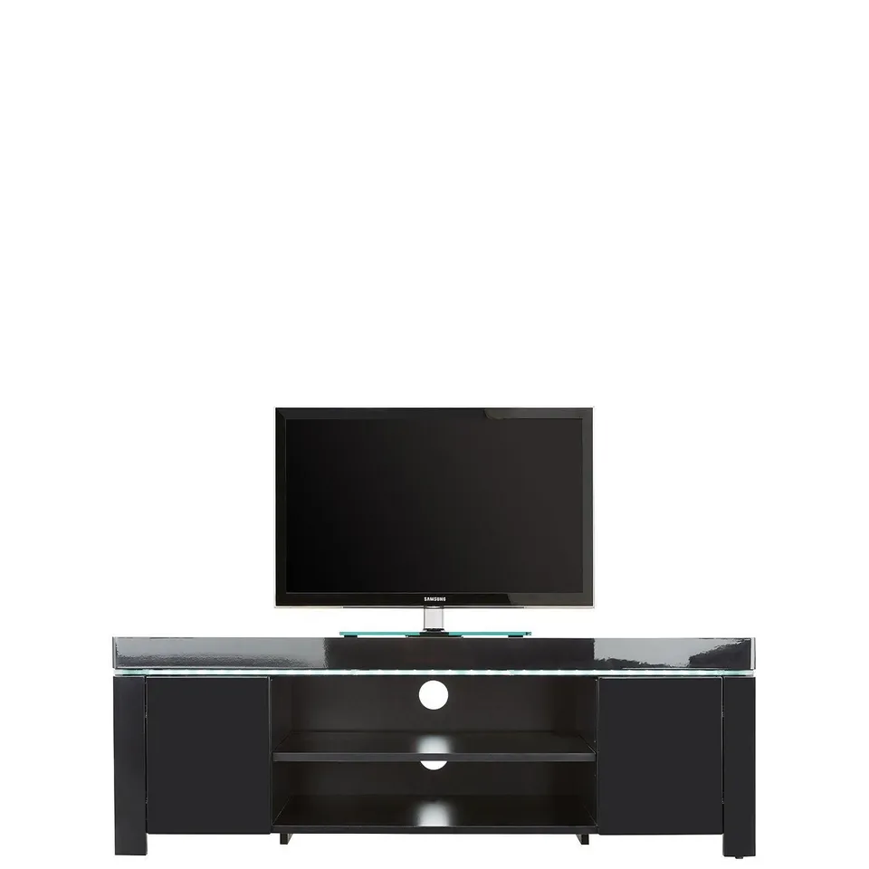 BOXED ATLANTIC BLACK CORNER TV UNIT WITH LED LIGHTING  (1 BOX) RRP £239.99