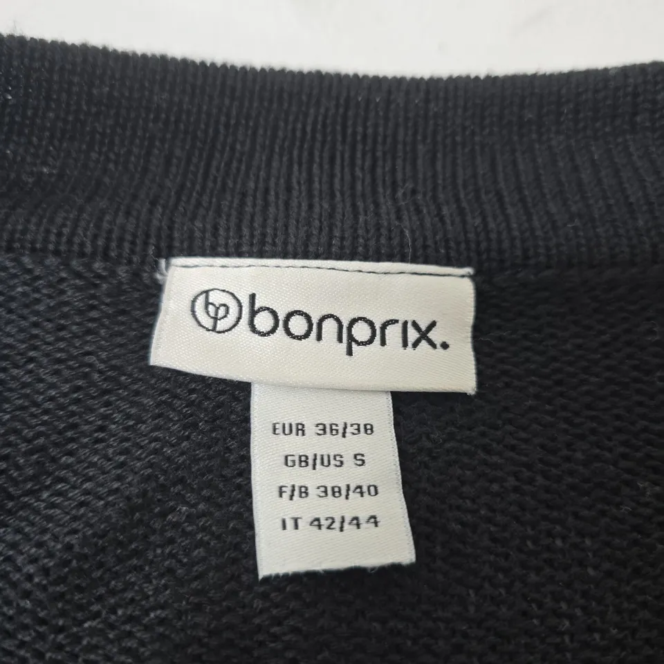 BONPRIX WOMEN'S BLACK KNIT CARDIGAN – OPEN FRONT WITH POCKETS, UK S
