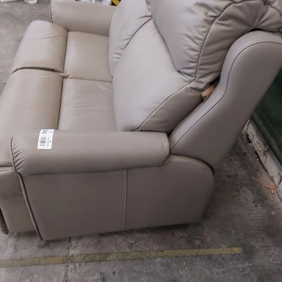 QUALITY BRITISH DESIGNER G PLAN NEWBURY TWO SEATER SOFA OXFORD MUSHROOM LEATHER 