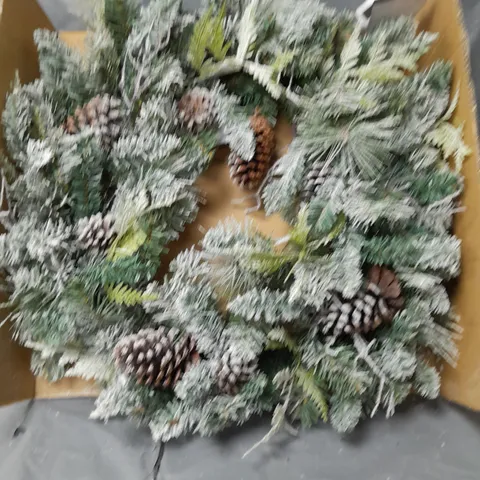 FROSTED CONE WREATH PRE LIT