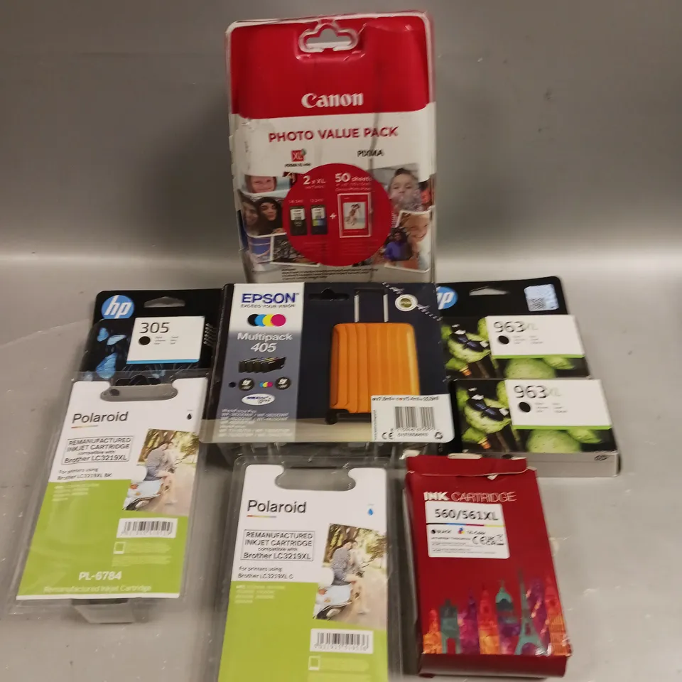 APPROXIMATELY 25 ASSORTED PRINTER INK CARTRIDGES TO INCLUDE HP 963, EPSON 405, HP 305 ETC 