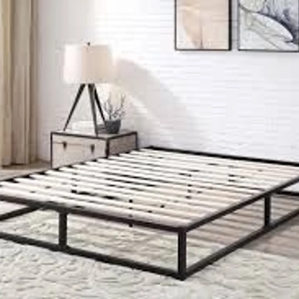 BOXED AMERSHAM LOW PLATFORM BLACK METAL SMALL DOUBLE BED FRAME 4FT